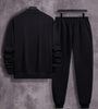 Men's fleece zipper track suit- 2pcs in black